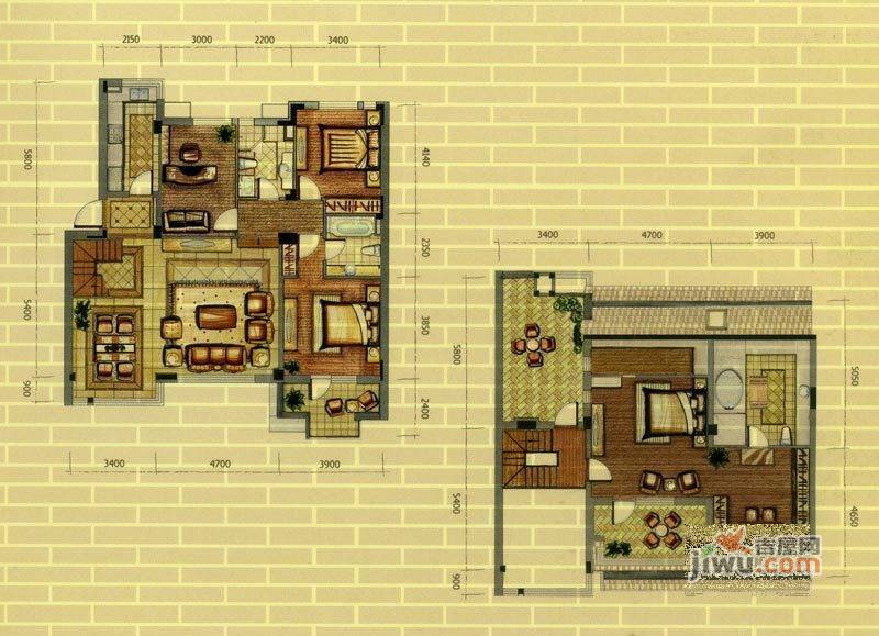 万科魅力之城2室2厅1卫88㎡户型图