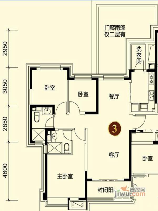 沈阳恒大御景湾3室2厅2卫121㎡户型图