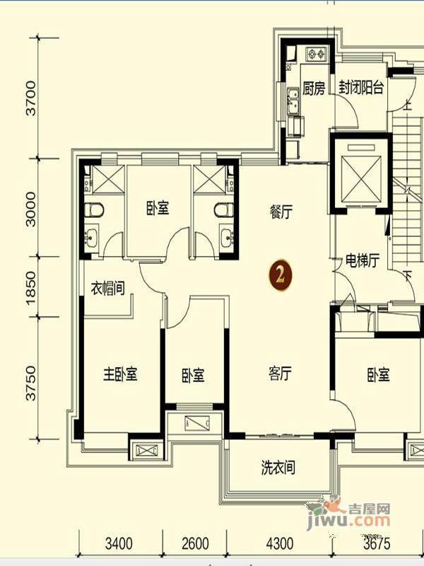 沈阳恒大御景湾3室2厅1卫86㎡户型图