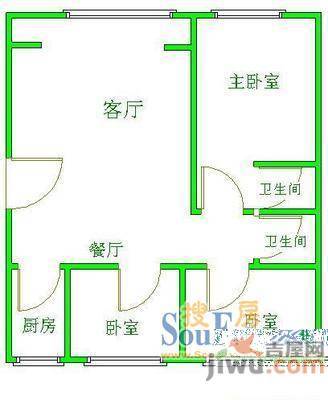 旺力学府壹号2室1厅1卫户型图