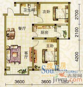 沈铁雪松新城2室1厅1卫户型图