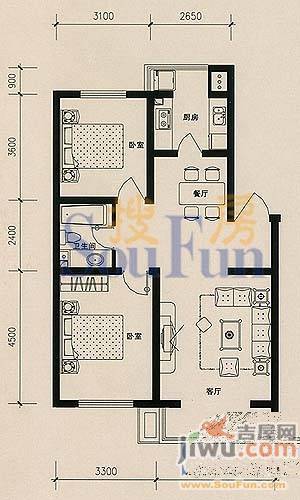 富丽阳光2室2厅1卫户型图