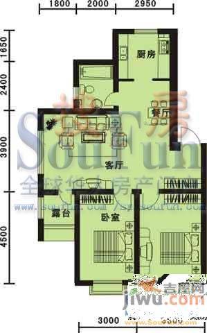 青阳四季园2室2厅1卫82.1㎡户型图