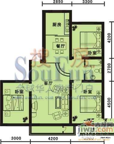 青阳四季园2室2厅1卫82.1㎡户型图