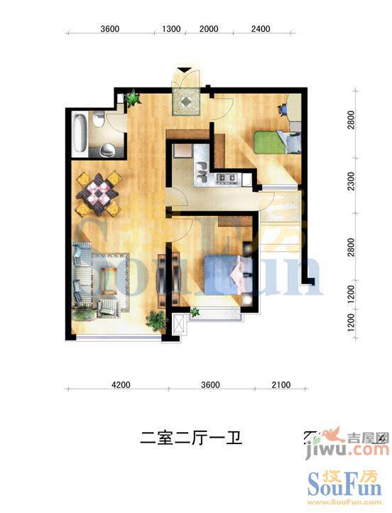 盛华苑2室2厅1卫户型图