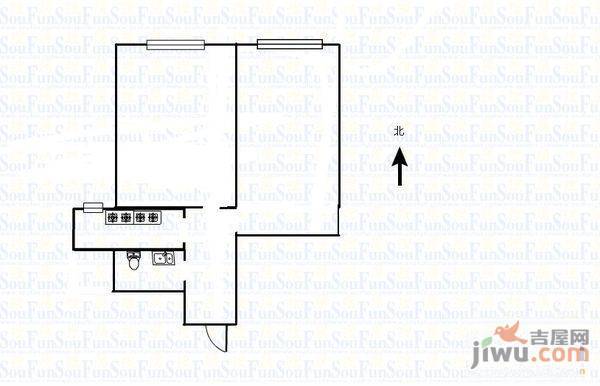 中粮大悦城2室1厅1卫88㎡户型图