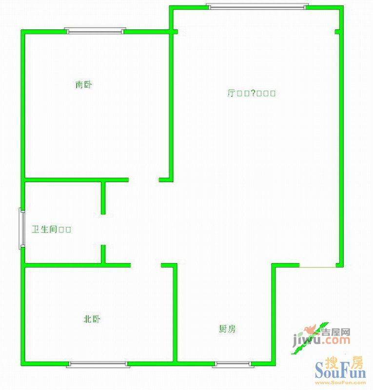 华锐塔湾欣城1室1厅1卫42.7㎡户型图