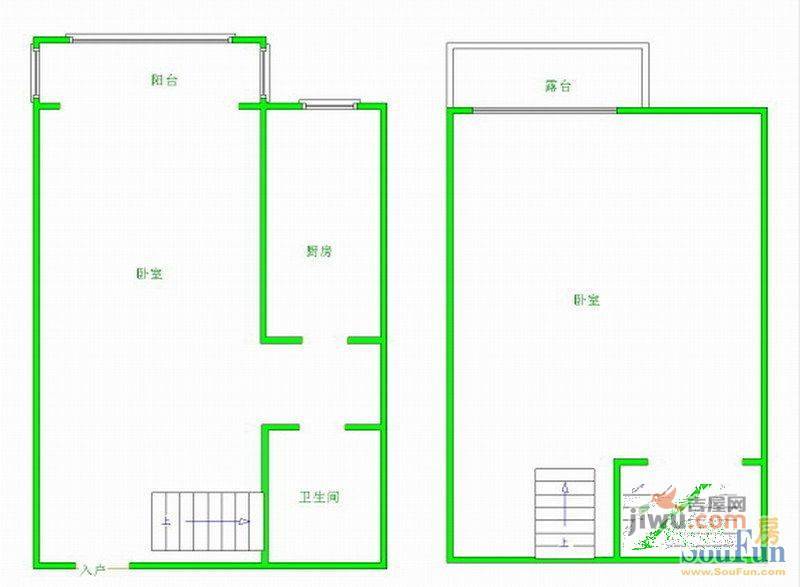 华锐塔湾欣城1室1厅1卫42.7㎡户型图