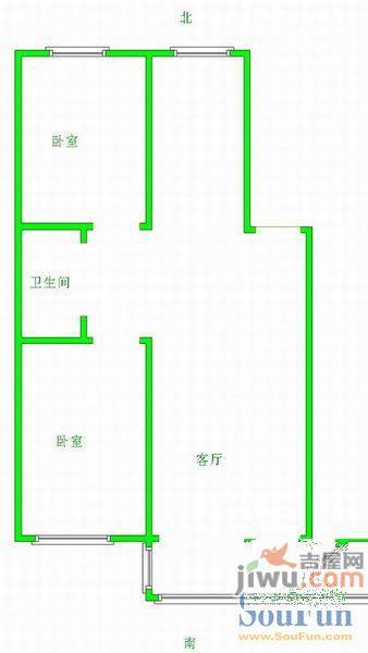 华锐塔湾欣城1室1厅1卫42.7㎡户型图