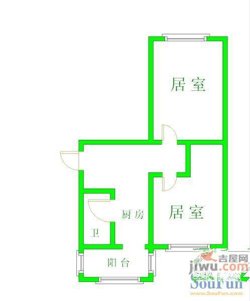 令闻小区2室1厅1卫57㎡户型图