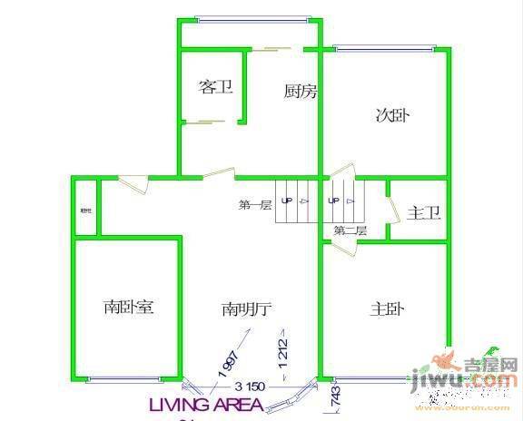 茂泉小区2室2厅2卫117㎡户型图