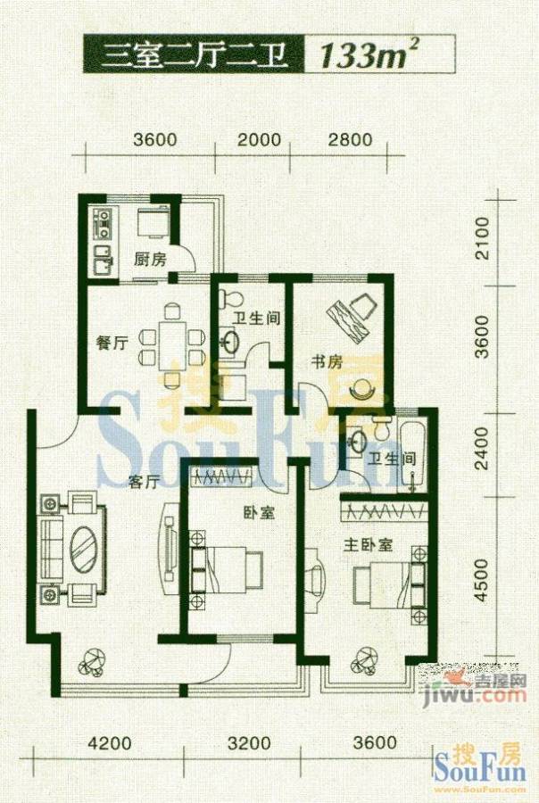 莱茵河畔1室2厅1卫69㎡户型图