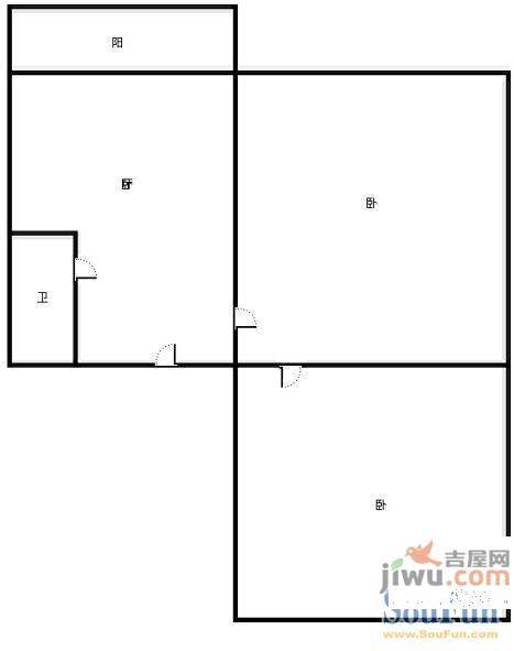 友爱东巷小区1室1厅1卫53㎡户型图