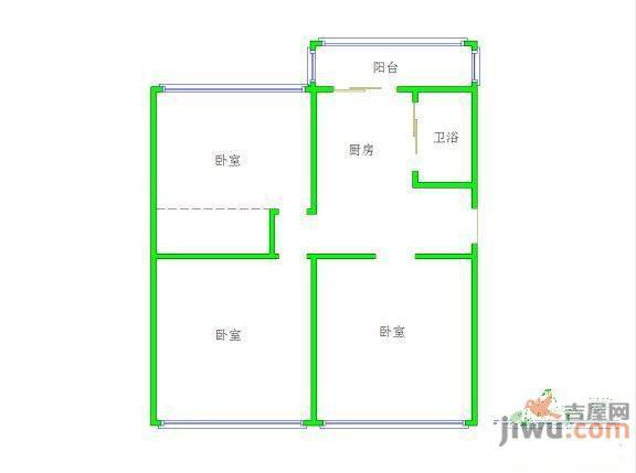 友爱东巷小区1室1厅1卫53㎡户型图