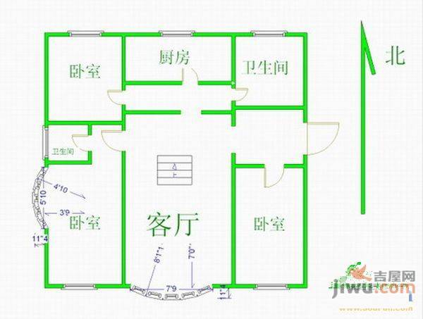 府苑名都3室2厅2卫162.5㎡户型图