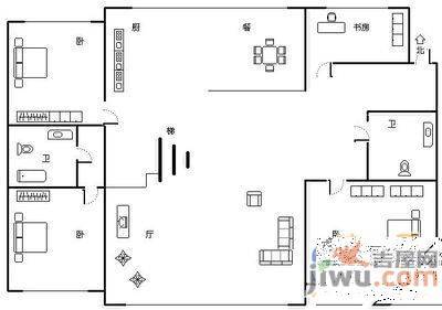 都市港湾4室2厅2卫173㎡户型图