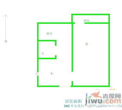 富民小区1室1厅1卫36㎡户型图