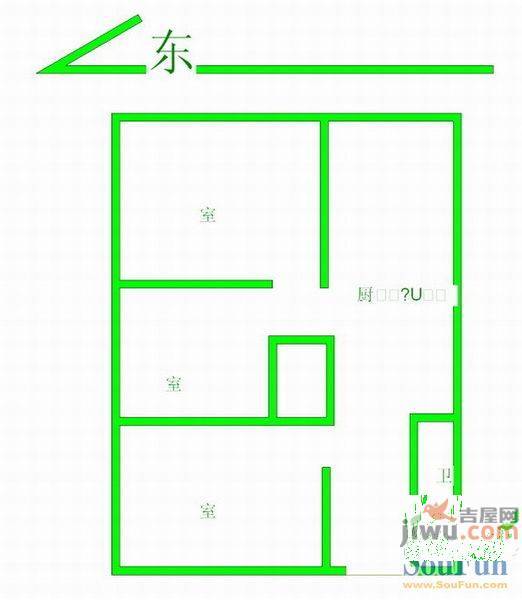 福安小区1室1厅1卫39㎡户型图