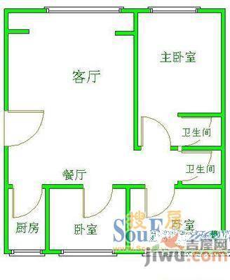 福安小区1室1厅1卫39㎡户型图