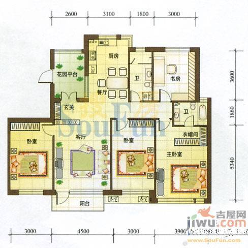 枫合万嘉3室2厅1卫户型图