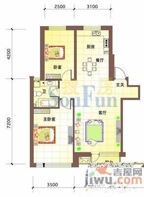 枫合万嘉3室2厅1卫户型图