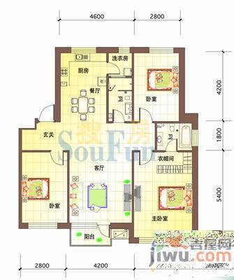 枫合万嘉3室2厅1卫户型图