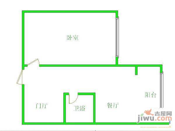 进华小区2室1厅1卫44㎡户型图