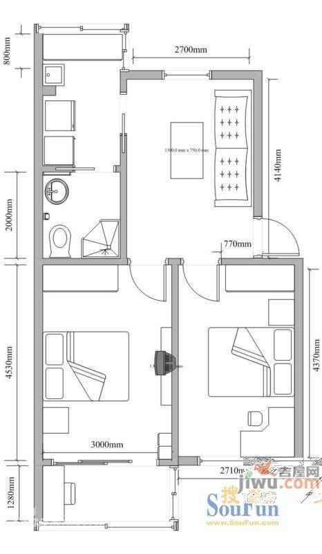 兴丰社区3室1厅1卫户型图