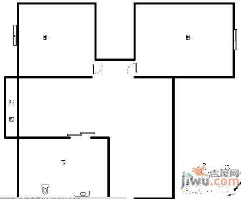 爱民社区2室1厅1卫62㎡户型图