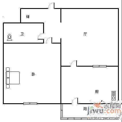 爱民社区2室1厅1卫62㎡户型图