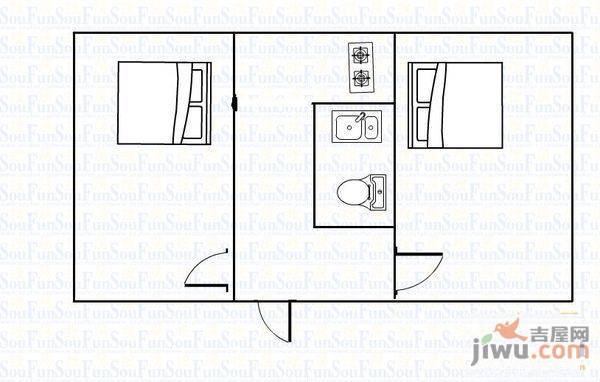 爱民社区2室1厅1卫62㎡户型图