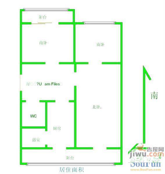 志新小区2室1厅1卫106㎡户型图