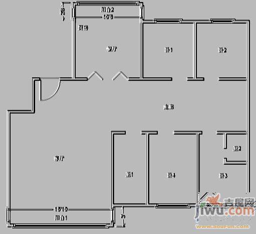 长青小区2室1厅1卫84㎡户型图