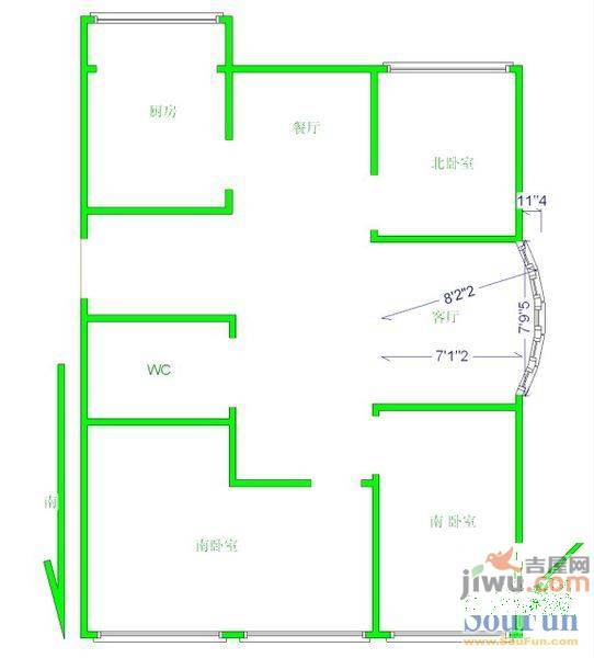 龙汉城市花园3室2厅2卫150㎡户型图