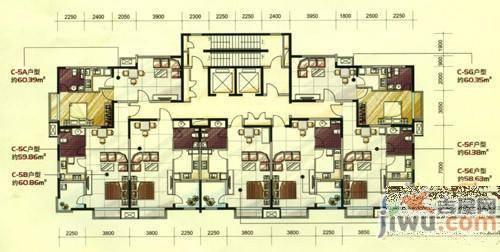 城建乾元2室2厅1卫100㎡户型图