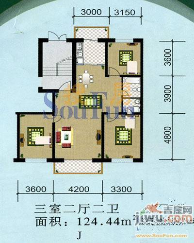 宏发金华苑2室2厅1卫82.8㎡户型图