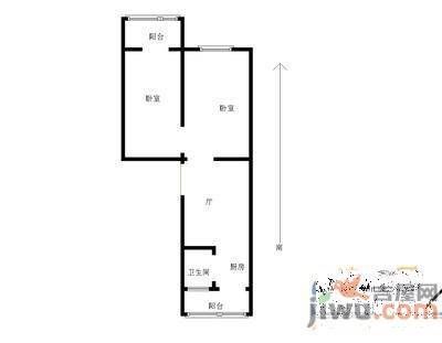 黄金社区2室1厅1卫56㎡户型图