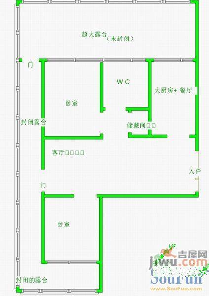 鸿基园2室1厅1卫户型图