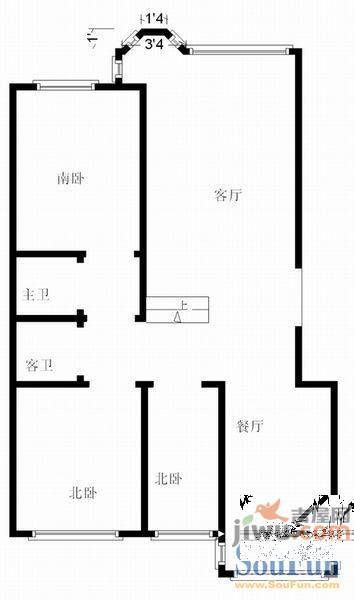 鸿基园2室1厅1卫户型图