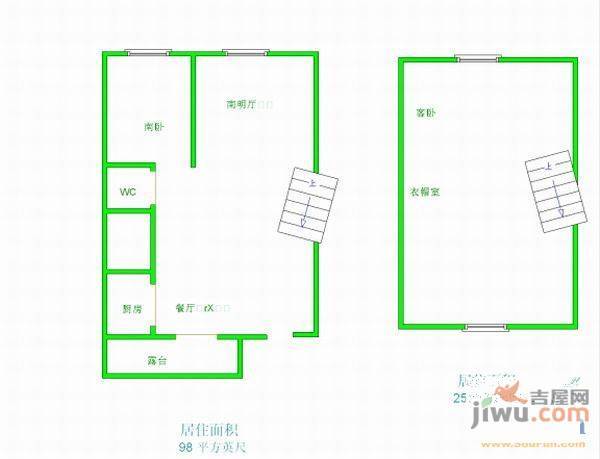 鸿基园2室1厅1卫户型图