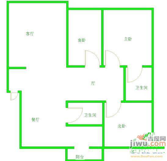 瑞士家园2室2厅1卫109㎡户型图