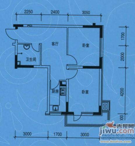 思和苑2室1厅1卫63.9㎡户型图