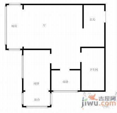 言论社区2室1厅1卫89㎡户型图