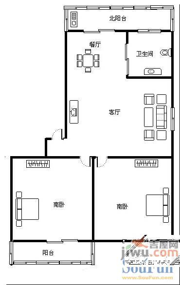 阳光20003室2厅2卫140㎡户型图