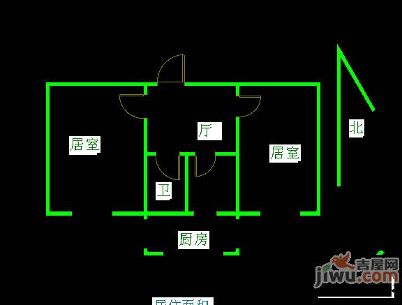 双路南小区2室1厅1卫72㎡户型图