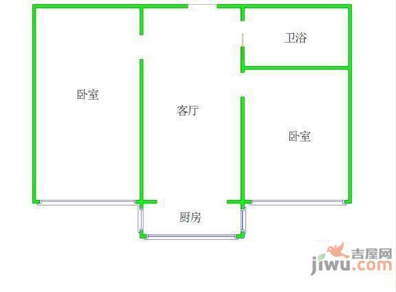 爱民社区2室1厅1卫62㎡户型图