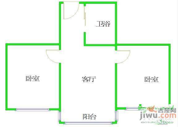 爱民社区2室1厅1卫62㎡户型图