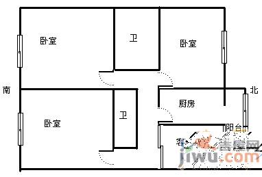 爱民社区2室1厅1卫62㎡户型图