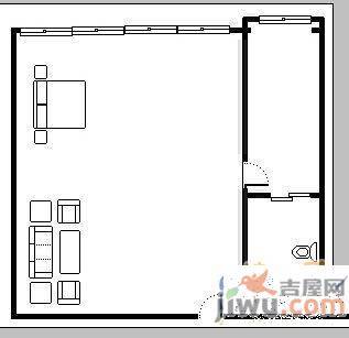 保利花园回迁房2室1厅1卫45㎡户型图