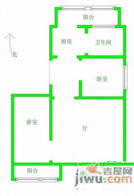 泽工小区2室1厅1卫56㎡户型图